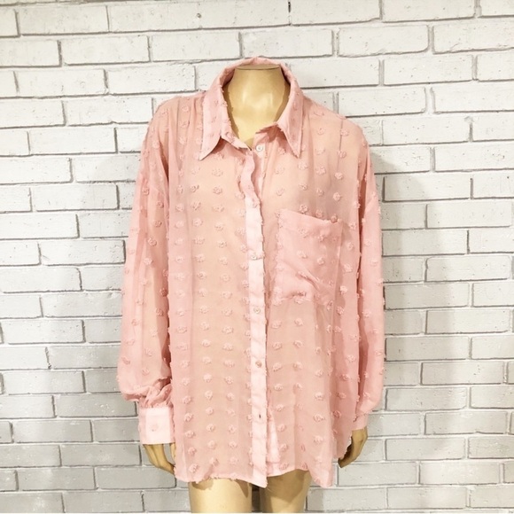 Asos Women’s Textured Pink Button Down Top - Picture 1 of 6
